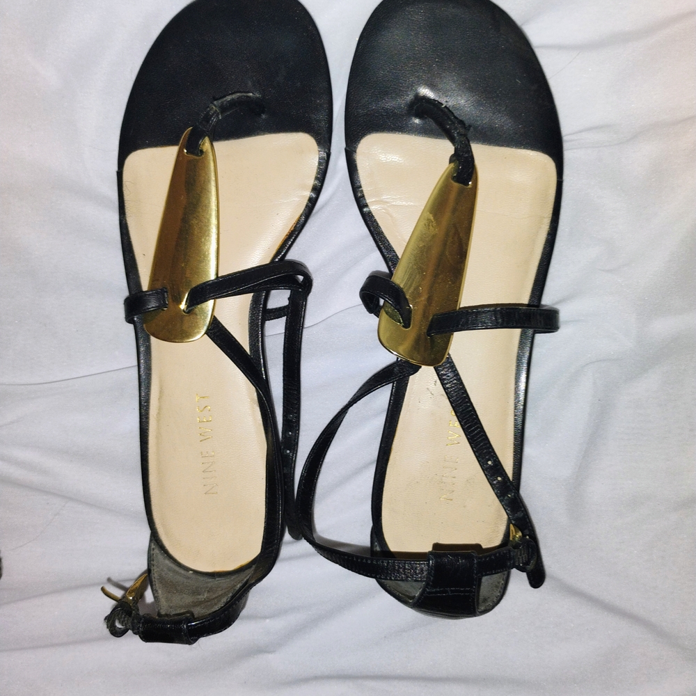Nine West Black and Gold Women's Sandals